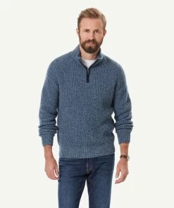 Tuck Wool Blend Half Zip Knit - Ink