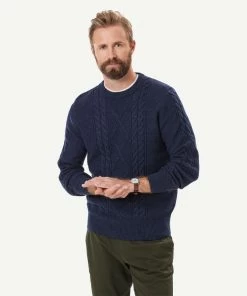 Cable Crew Neck Knit - Navy