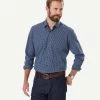 Easy Care Melange Check Long Sleeve Shirt - Navy Melange