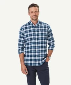 Brushed Twill Check Long Sleeve Shirt - Slate
