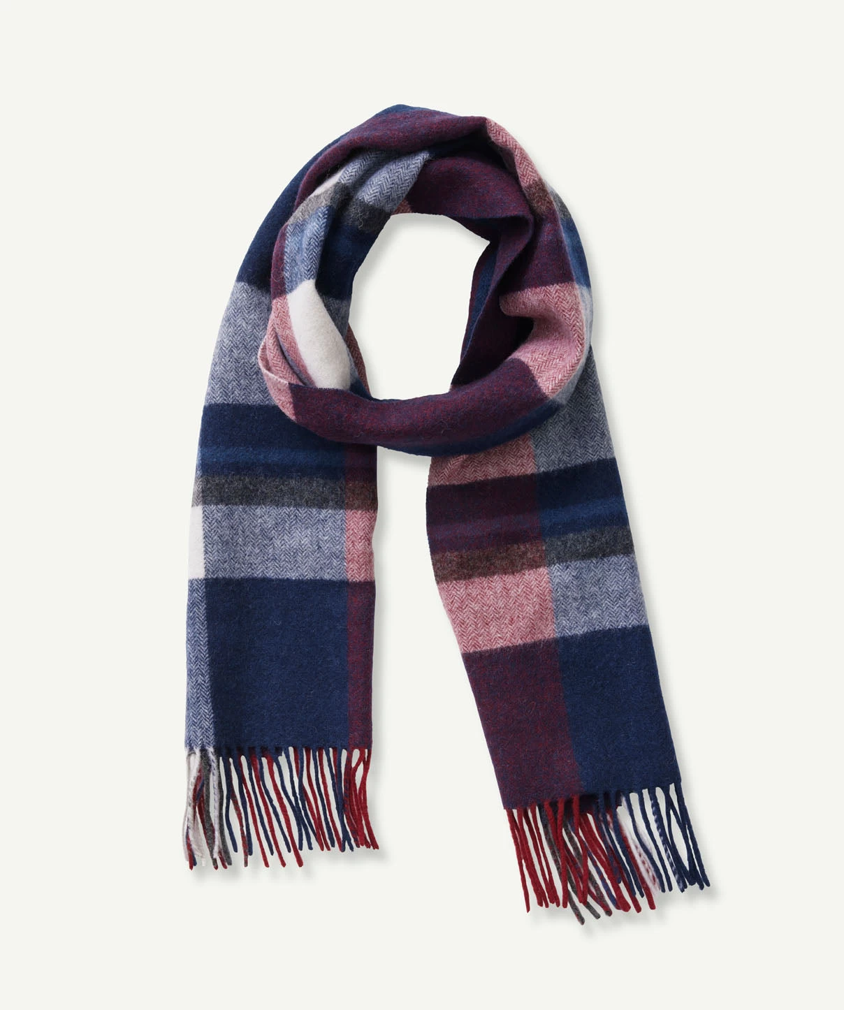 Bold Check Wool Scarf - Red