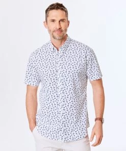 Tailored Fit Floral Short Sleeve Shirt - White
