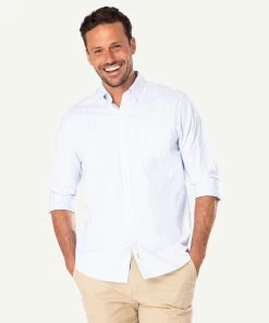 Casual Oxford Bengal Stripe Long Sleeve Shirt - Sky Blue