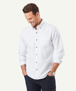 Tailored Casual Oxford Check Long Sleeve Shirt - White