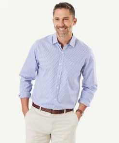 Easy Care Stretch Check Shirt - Blue
