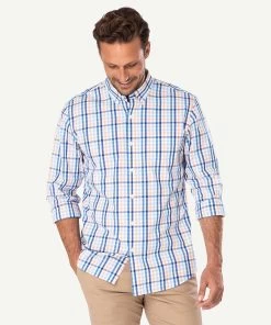 Tailored Fit Casual Stretch Check Long Sleeve Shirt - Mandarin