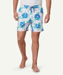 Hibiscus Swim Shorts - Pale Pink