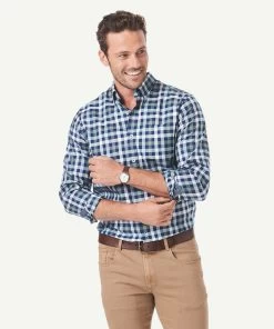 Easy Care Twill Box Check Long Sleeve Shirt - Forest