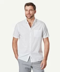 Casual Textured Linen Blend Plain Shirt - White