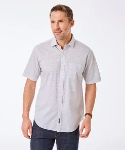 Dash Print Short Sleeve Shirt - White