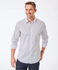 Tailored Fit Smart Geo Print Shirt - White