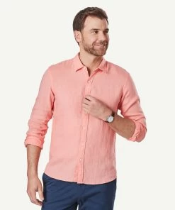 Tailored Linen Plain Shirt - Guava