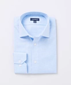 Easy Care Houndstooth Business Shirt - Light Blue