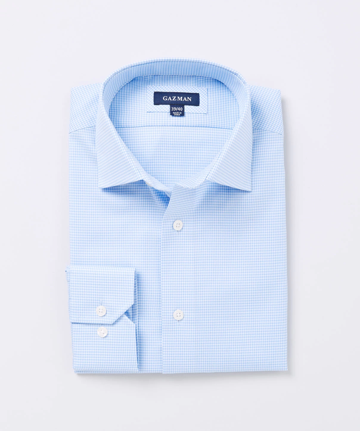 Easy Care Houndstooth Business Shirt - Light Blue