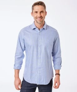 Tailored Fit Easy Care Dobby Check Shirt - Blue