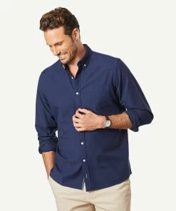 Casual Oxford Long Sleeve Shirt - Navy
