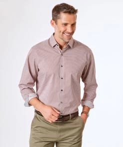 Smart Square Print Shirt - Brick