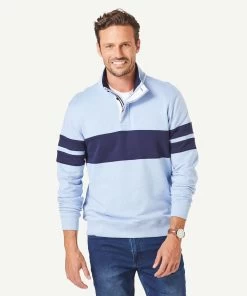 Half Zip Splice Sweat - Sky Blue