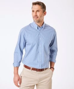 Easy Care Stretch Gingham Shirt - Blue