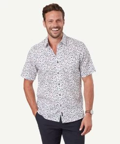 Fish Print Short Sleeve Shirt - White