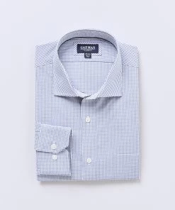 Tailored Fit Easy Care Grid Check Shirt - Navy