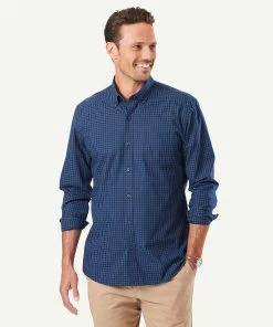 Tailored Easy Care Check Long Sleeve Shirt - Navy