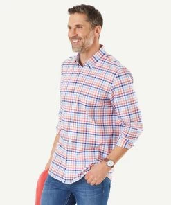 Tailored Fit Easy Care Check Shirt - Coral