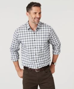 Brushed Jaspe Twill Check Shirt - Ecru