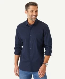 Tailored Fit Easy Care Plain Twill Shirt - Navy