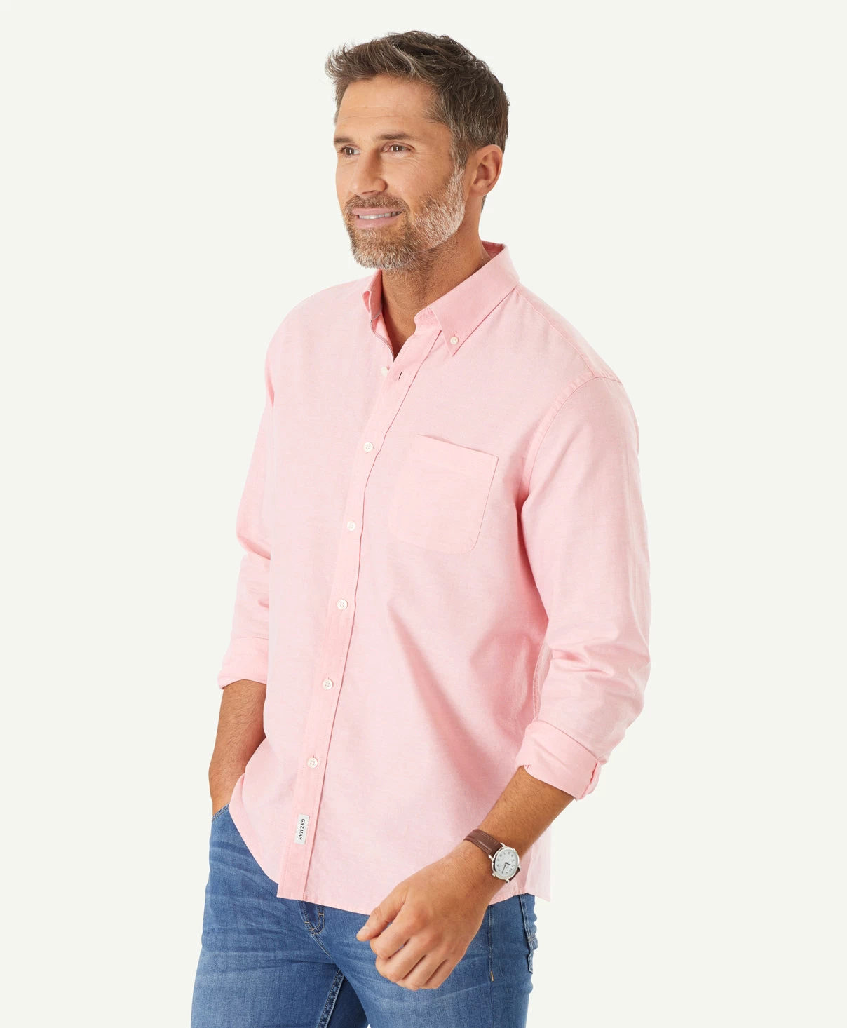 Casual Plain Oxford Shirt - Coral