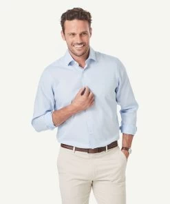 Classic Geometric Dobby Shirt - Blue