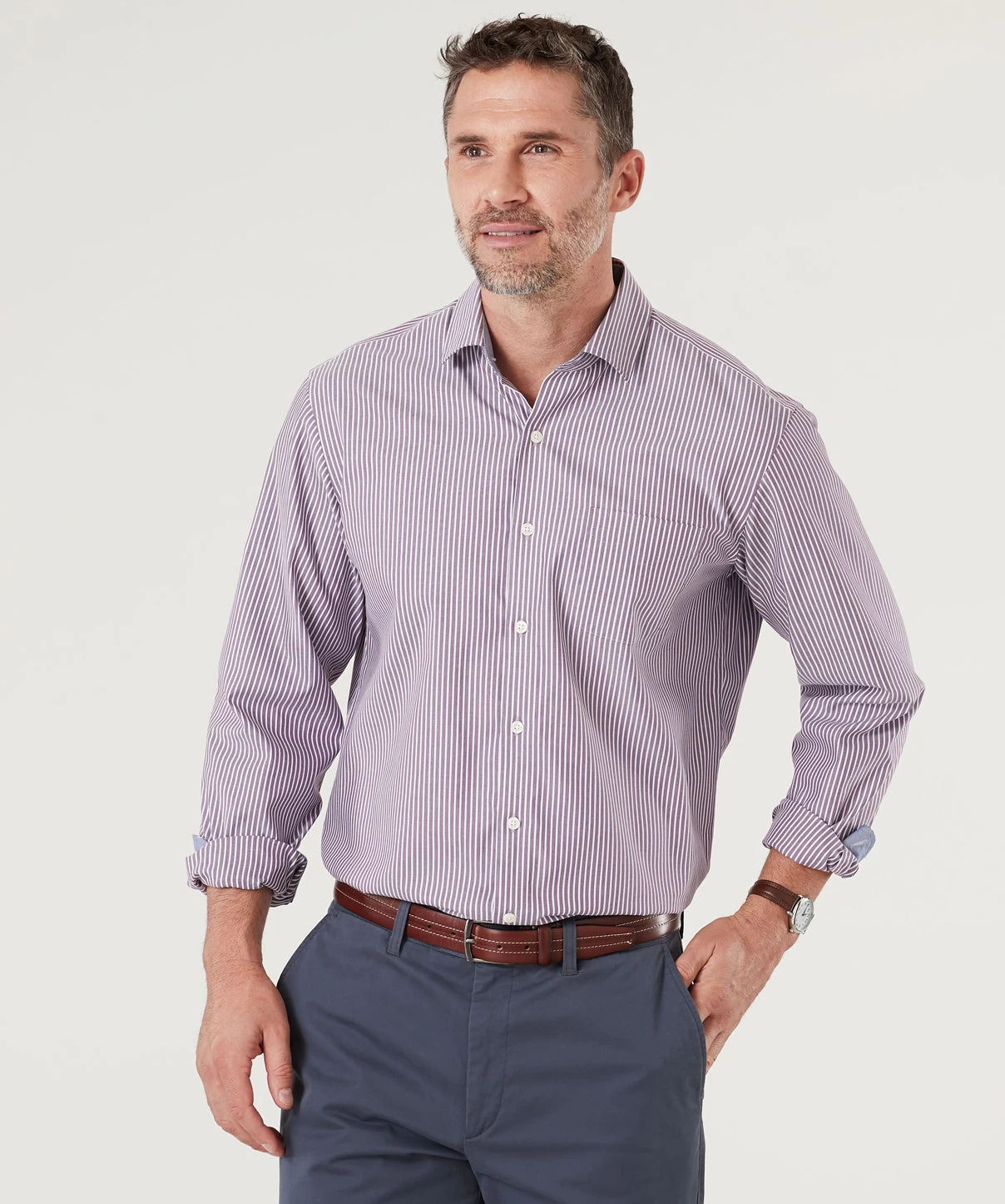 Easy Care Oxford Stripe Shirt - Mauve