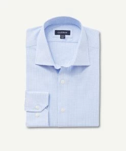 Easy Care Houndstooth Business Shirt - Sky Blue