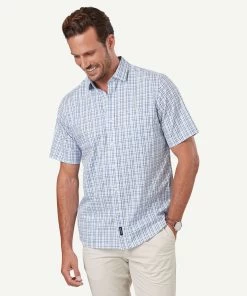 Easy Care Check Short Sleeve Shirt - Blue
