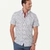 Tailored Fit Fish Print Short Sleeve Shirt - White