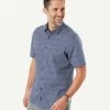 Wave Print Short Sleeve Shirt - Navy