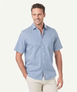 Smart Circle Geo Print Short Sleeve Shirt - Blue