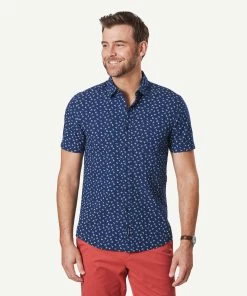 Tailored Seersucker Print Short Sleeve Shirt - Nightshade