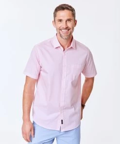 Smart Dot Print Short Sleeve Shirt - Pink