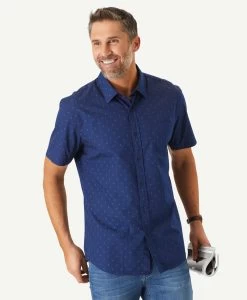 Tailored Fit Anchor Print Short Sleeve Shirt - Navy