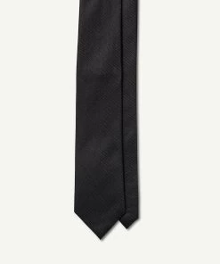 Silk Texture Plain Tie - Black