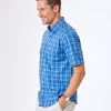 Easy Care Plaid Short Sleeve Shirt - Cobalt