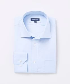 Easy Care Plain Cotton Business Shirt - Sky Blue