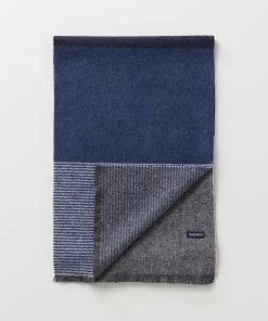 Wool Block Stripe Scarf - Blue