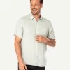 Linen Plain Short Sleeve Shirt - Sage