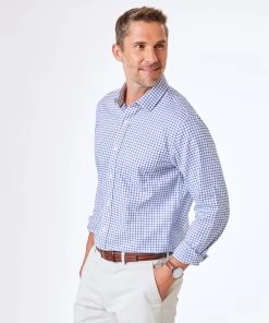 Tailored Fit Easy Care Twill Check Shirt - Blue