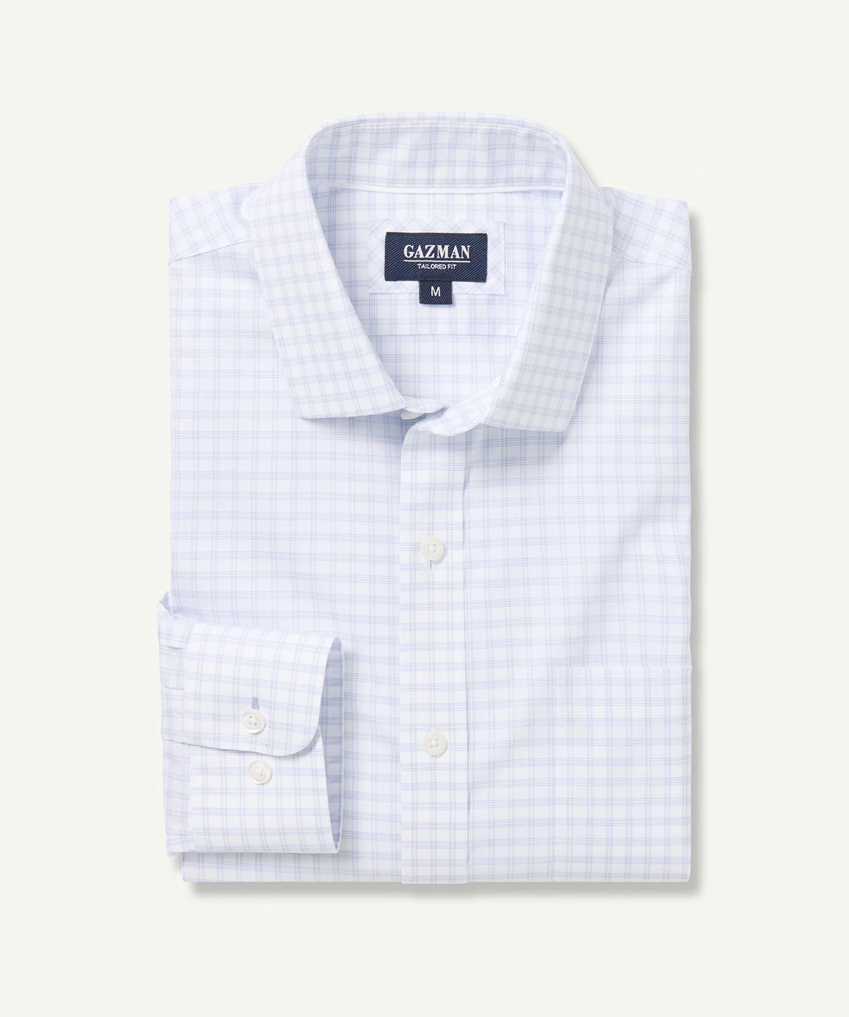 Tailored Non Iron Check Long Sleeve Shirt - White - Image 2
