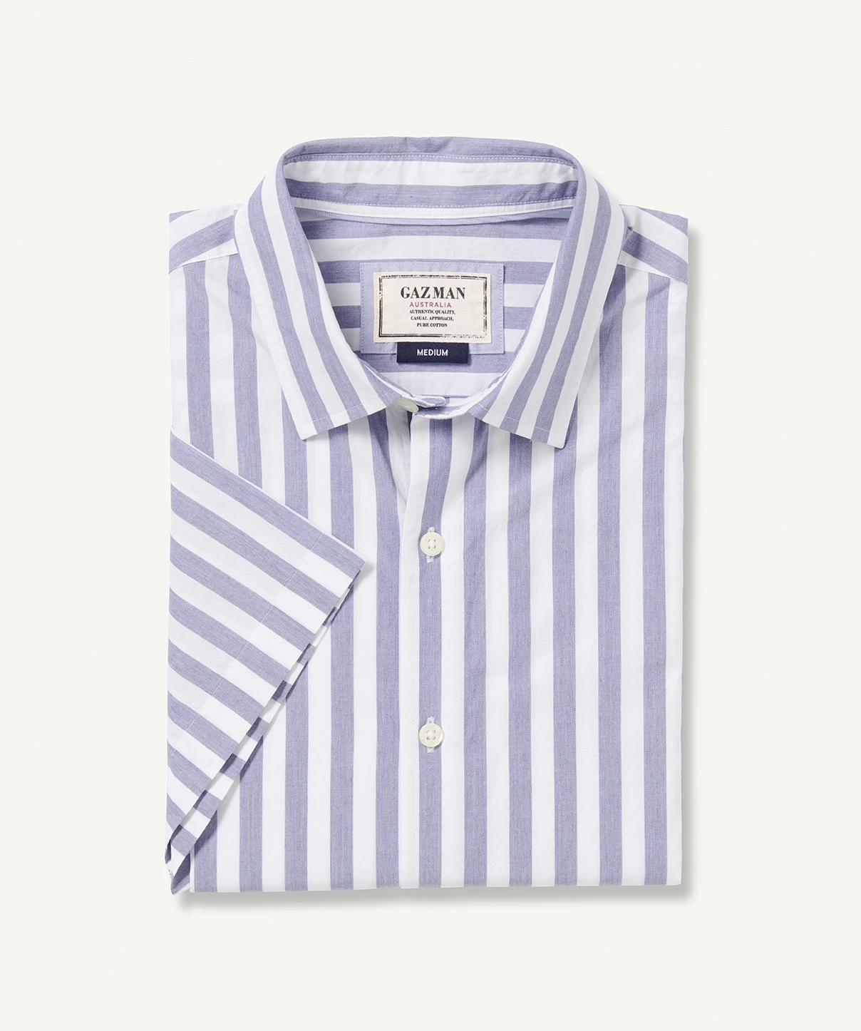 Casual Bold Stripe Short Sleeve Shirt - Navy Melange - Image 2