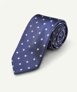Silk Polka Dot Tie - Navy