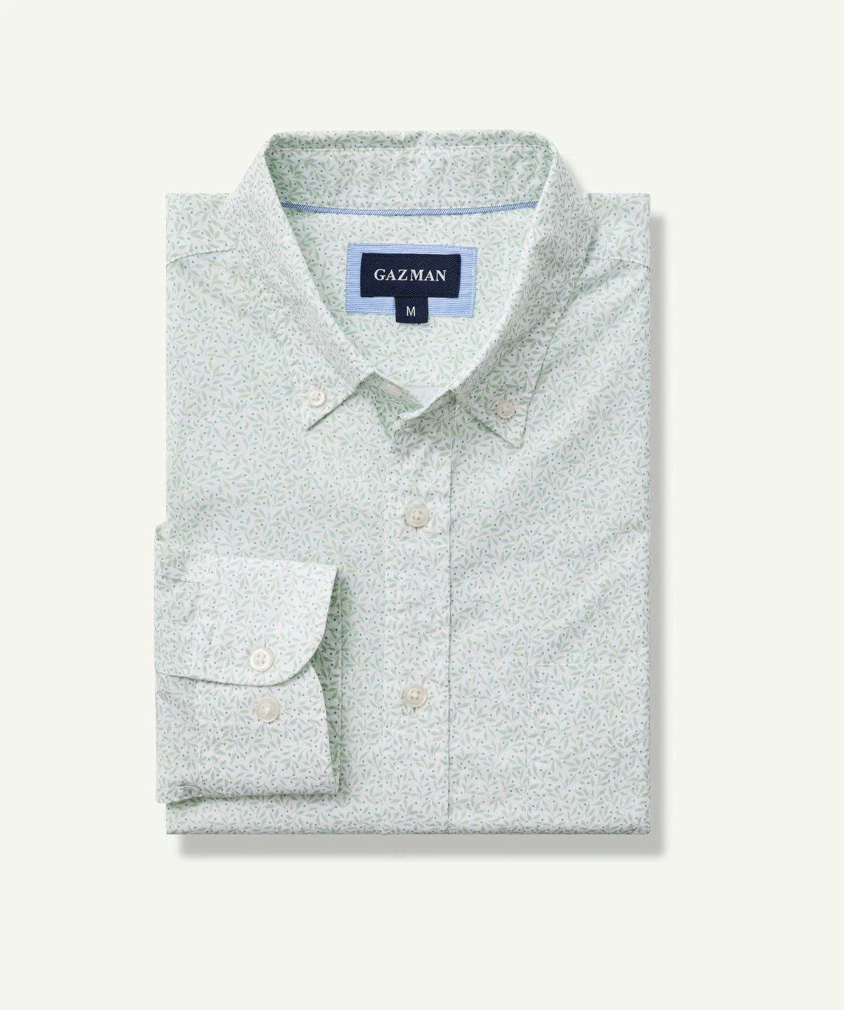 Casual Leaf Print Long Sleeve Shirt - Sage - Image 2